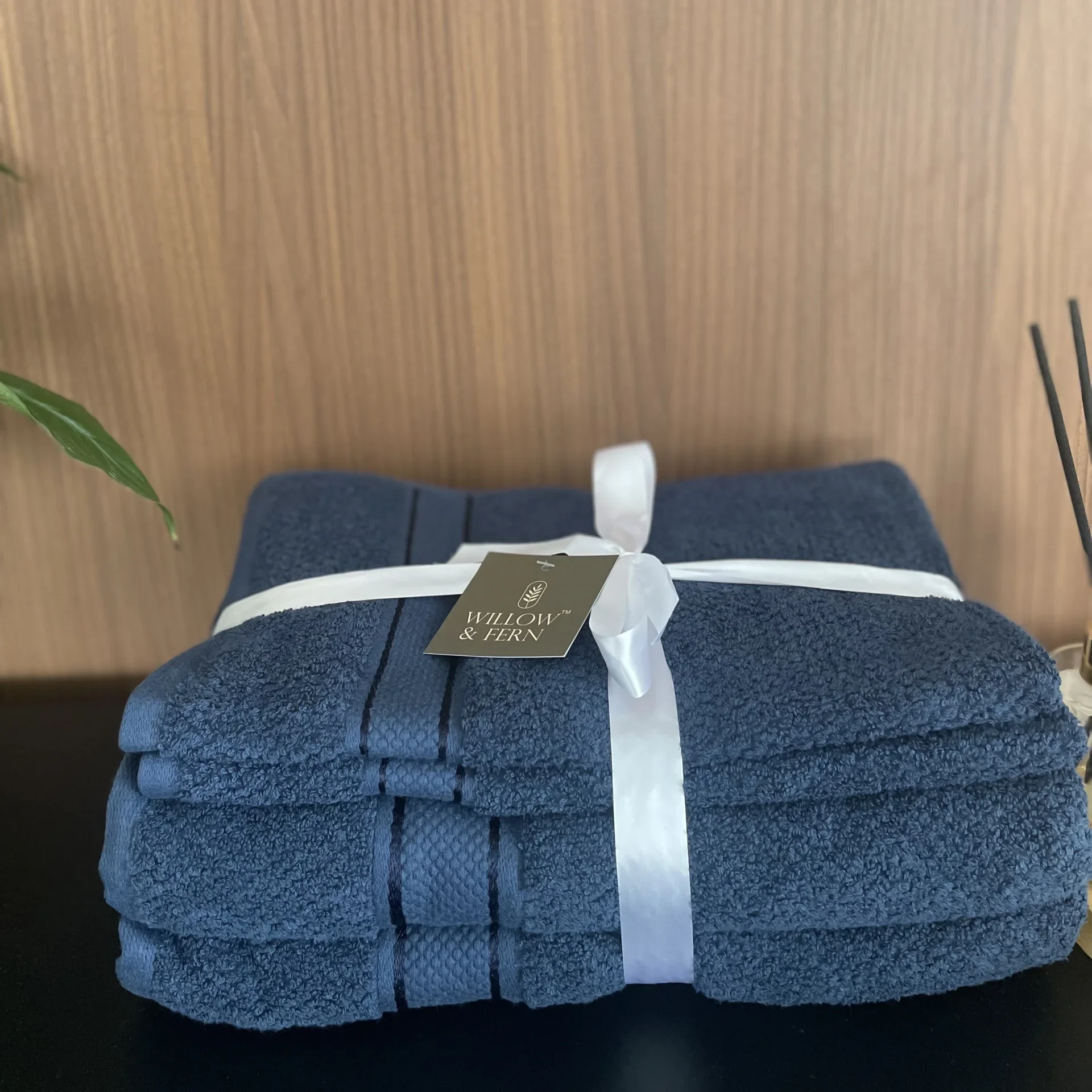 Premium 550 GSM Cotton Navy Towel Set.