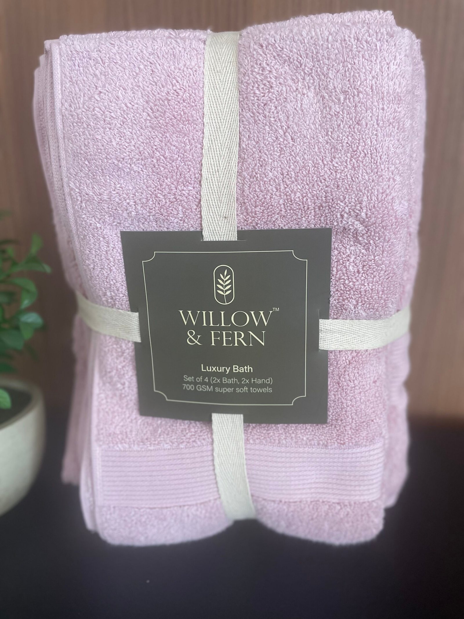 Premium 700 GSM Cotton Soft Pink Towel Set