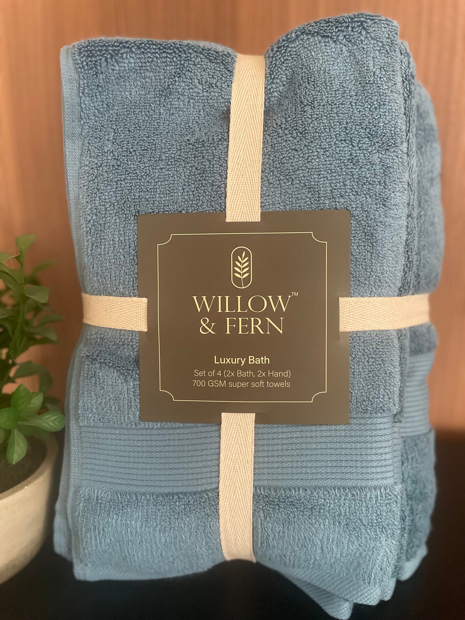 Premium 700 GSM Cotton Blue Towel Set - Image 2