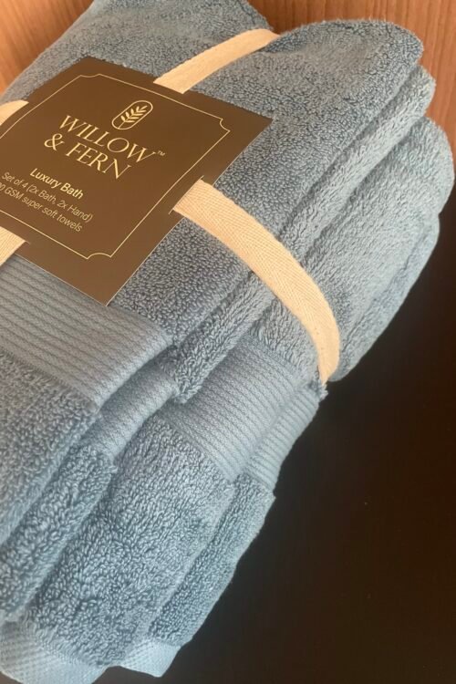 Premium 700 GSM Cotton Blue Towel Set