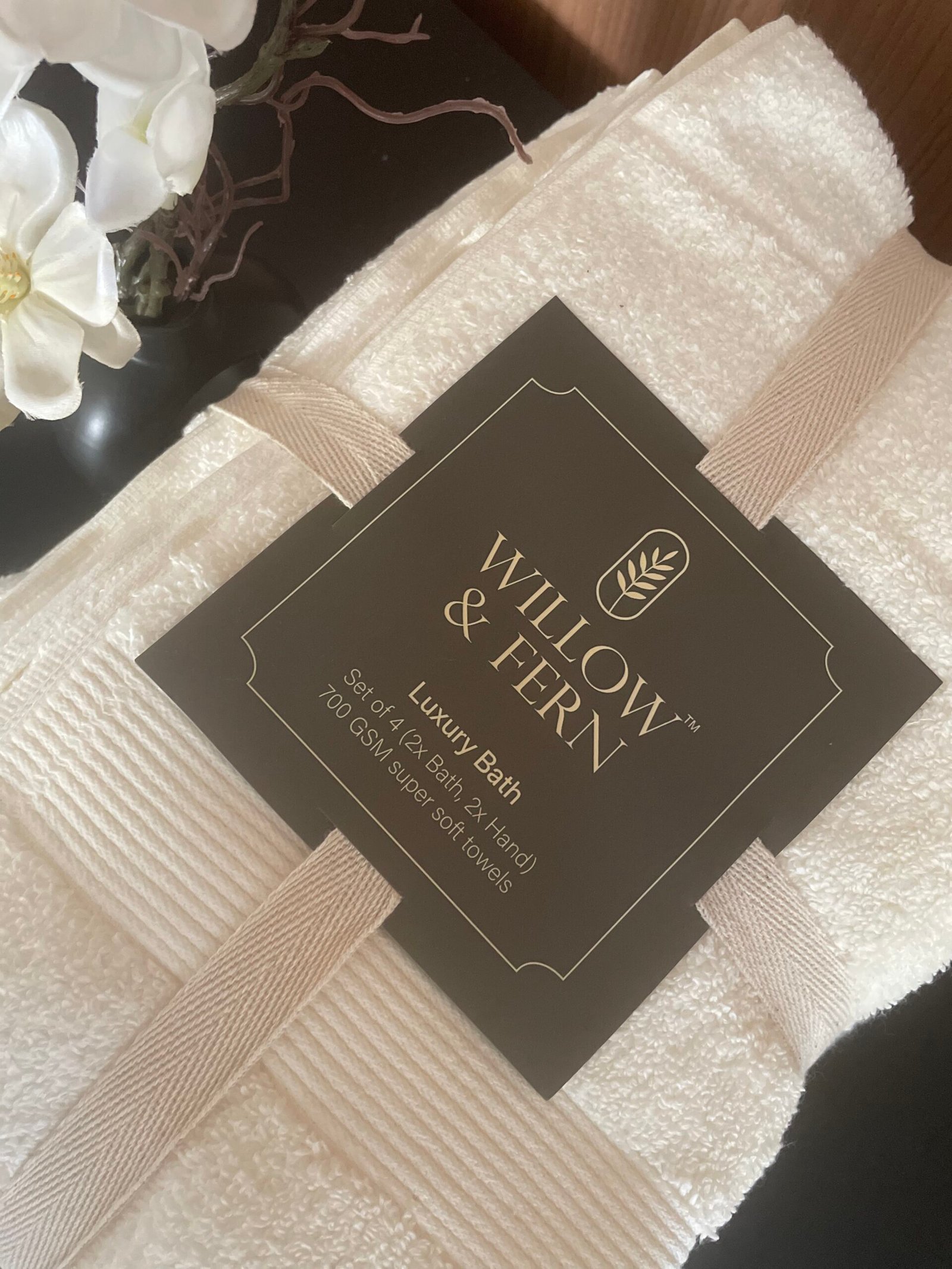 Premium 700 GSM Cotton Off White Towel Set