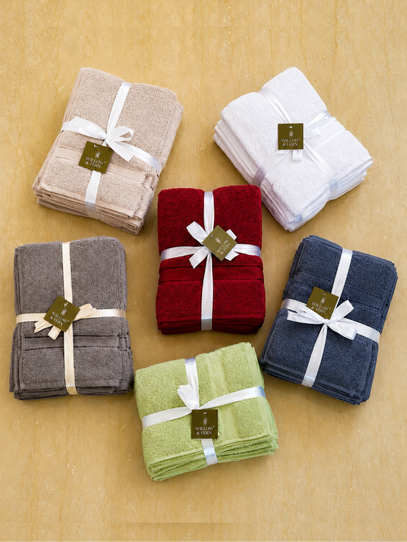 White Premium Textured 550 GSM Cotton Towel Set - Image 4